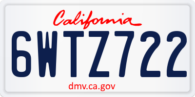 CA license plate 6WTZ722