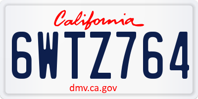 CA license plate 6WTZ764