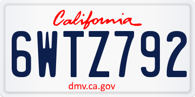 CA license plate 6WTZ792