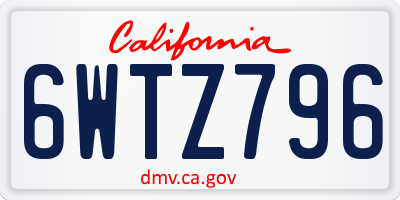 CA license plate 6WTZ796