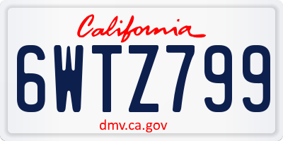 CA license plate 6WTZ799