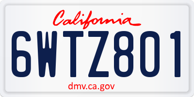 CA license plate 6WTZ801