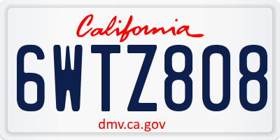 CA license plate 6WTZ808