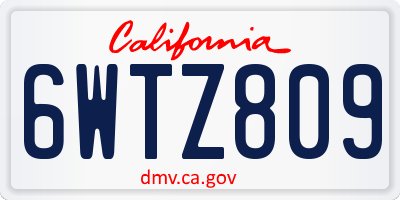 CA license plate 6WTZ809