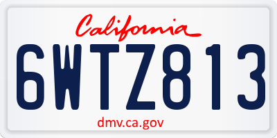 CA license plate 6WTZ813