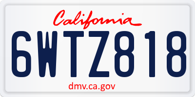 CA license plate 6WTZ818