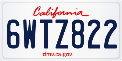 CA license plate 6WTZ822