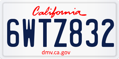 CA license plate 6WTZ832