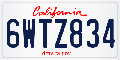 CA license plate 6WTZ834