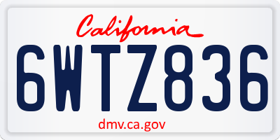 CA license plate 6WTZ836