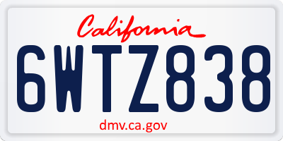 CA license plate 6WTZ838