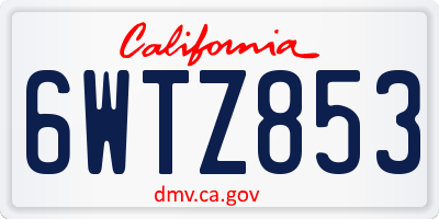CA license plate 6WTZ853