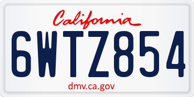 CA license plate 6WTZ854