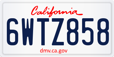 CA license plate 6WTZ858