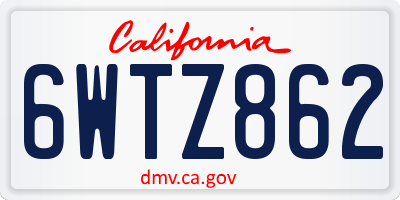 CA license plate 6WTZ862