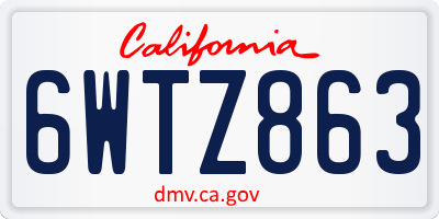 CA license plate 6WTZ863