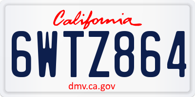 CA license plate 6WTZ864