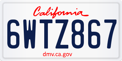 CA license plate 6WTZ867