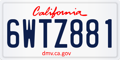 CA license plate 6WTZ881