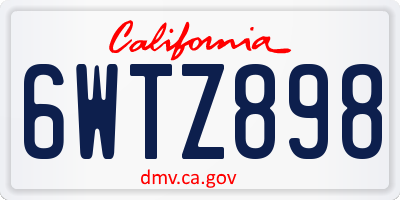 CA license plate 6WTZ898