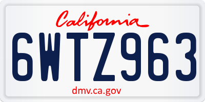 CA license plate 6WTZ963