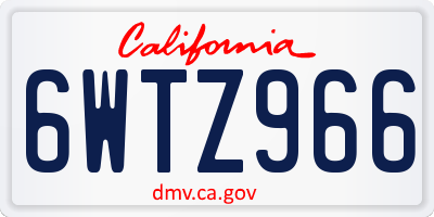 CA license plate 6WTZ966