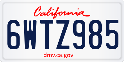 CA license plate 6WTZ985