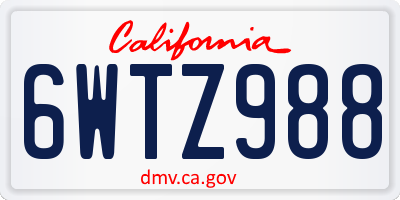 CA license plate 6WTZ988