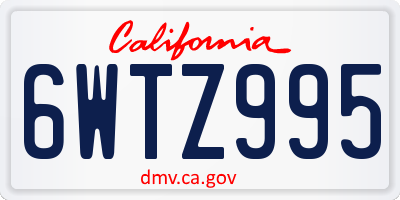 CA license plate 6WTZ995