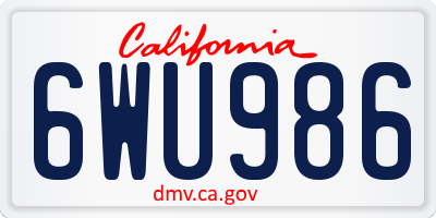 CA license plate 6WU986