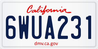 CA license plate 6WUA231