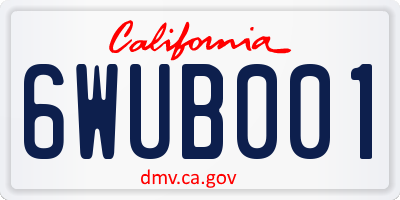 CA license plate 6WUB001