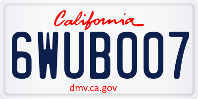 CA license plate 6WUB007