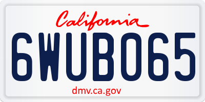 CA license plate 6WUB065