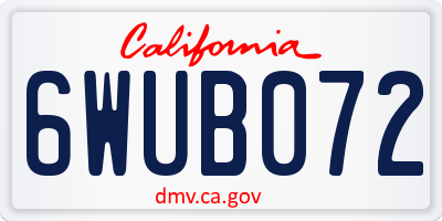 CA license plate 6WUB072