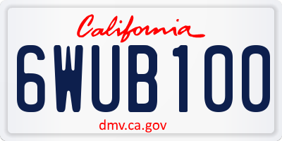 CA license plate 6WUB100