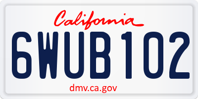 CA license plate 6WUB102