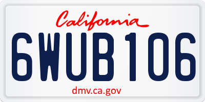 CA license plate 6WUB106