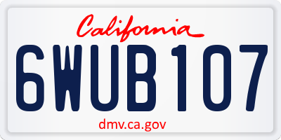 CA license plate 6WUB107