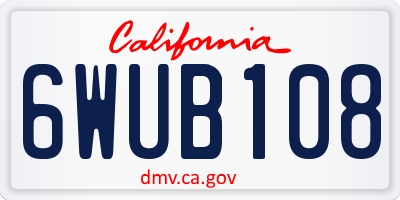 CA license plate 6WUB108