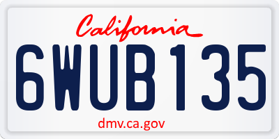 CA license plate 6WUB135