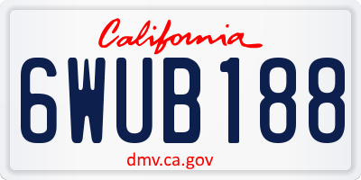 CA license plate 6WUB188