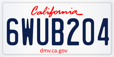 CA license plate 6WUB204