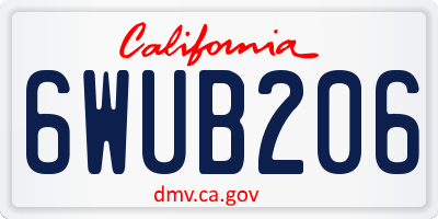 CA license plate 6WUB206