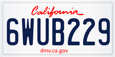 CA license plate 6WUB229