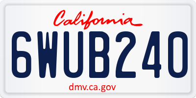 CA license plate 6WUB240
