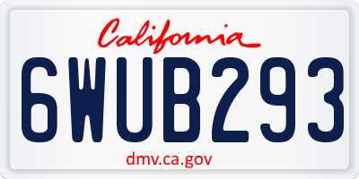 CA license plate 6WUB293