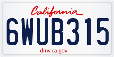 CA license plate 6WUB315