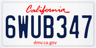CA license plate 6WUB347