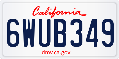 CA license plate 6WUB349